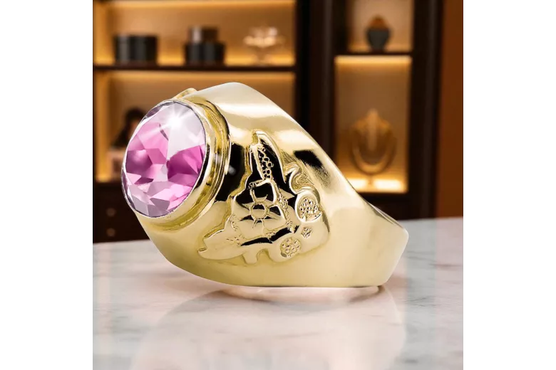 Žiedas Vintažinis stilius Ametistas 14k geltono aukso vrc078y